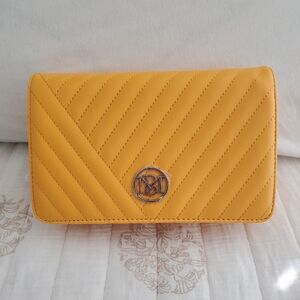 Badgley Mischka Collection NWT Large Quilted Crossbody Bag In Yellow